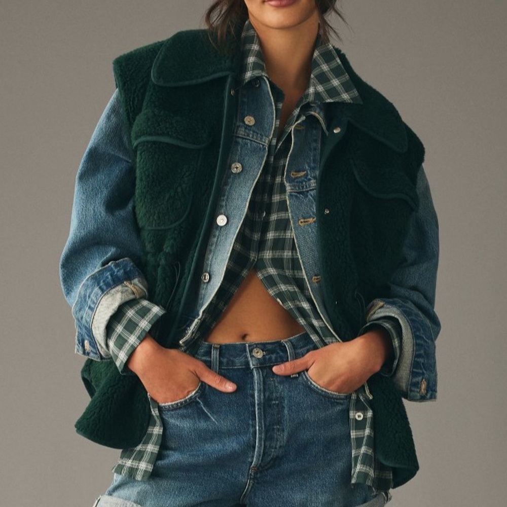 Anthropologie Cozy Cinched Faux Shearling Vest